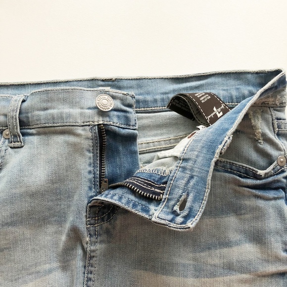 7FAM Denim Jean Skirt Frayed Hem Sz 12 - Picture 4 of 10